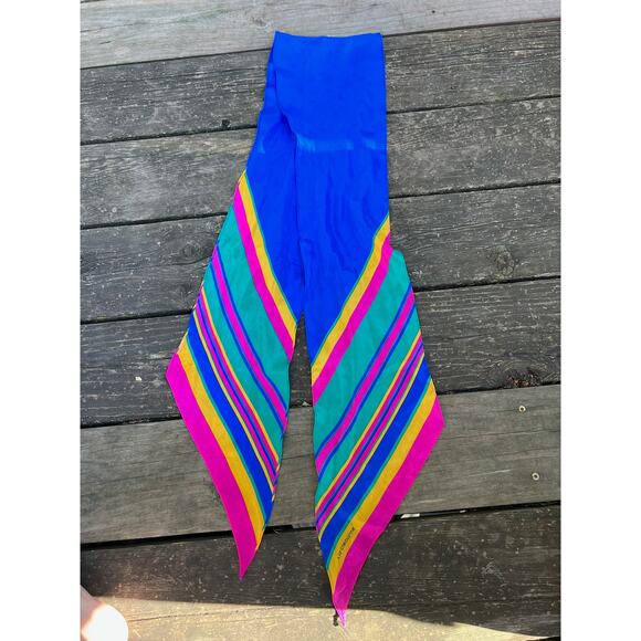 Liz Claiborne scarf oblong blue pink yellow - Picture 5 of 15